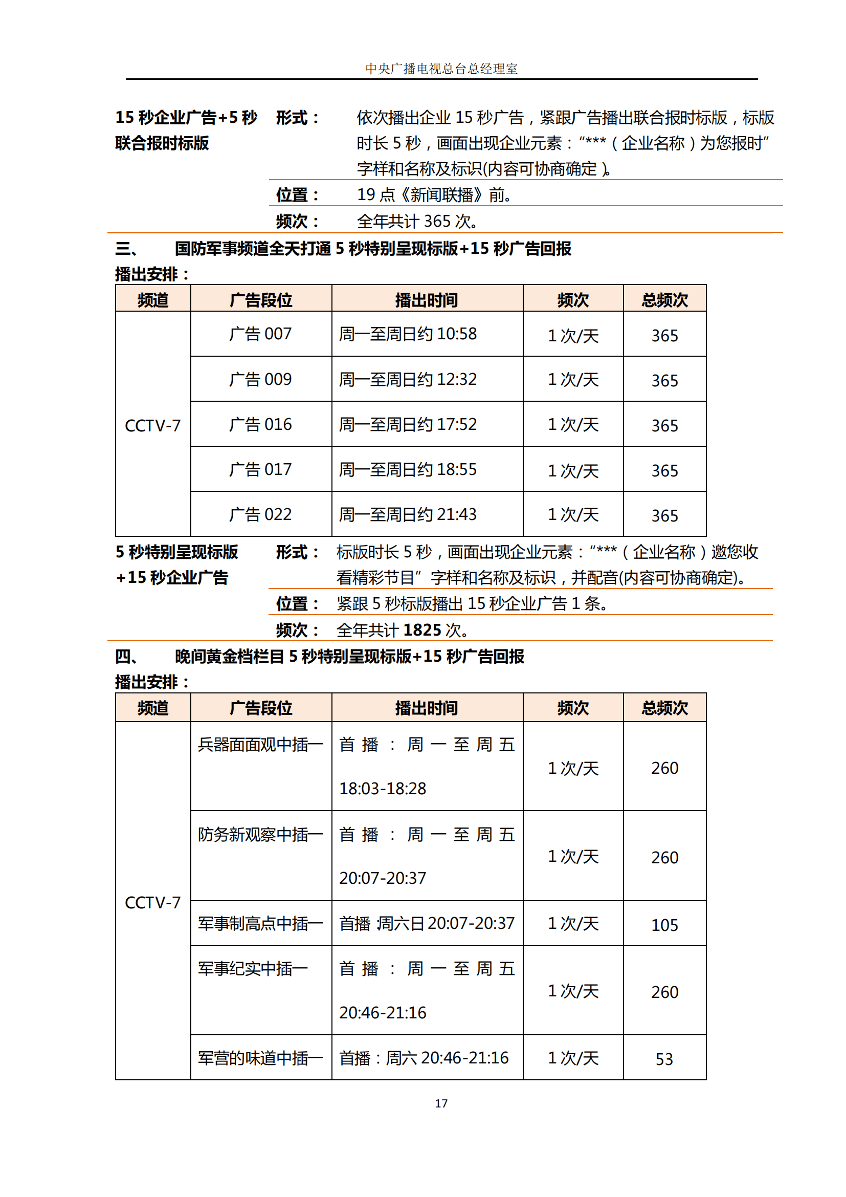 国防军事频道广告